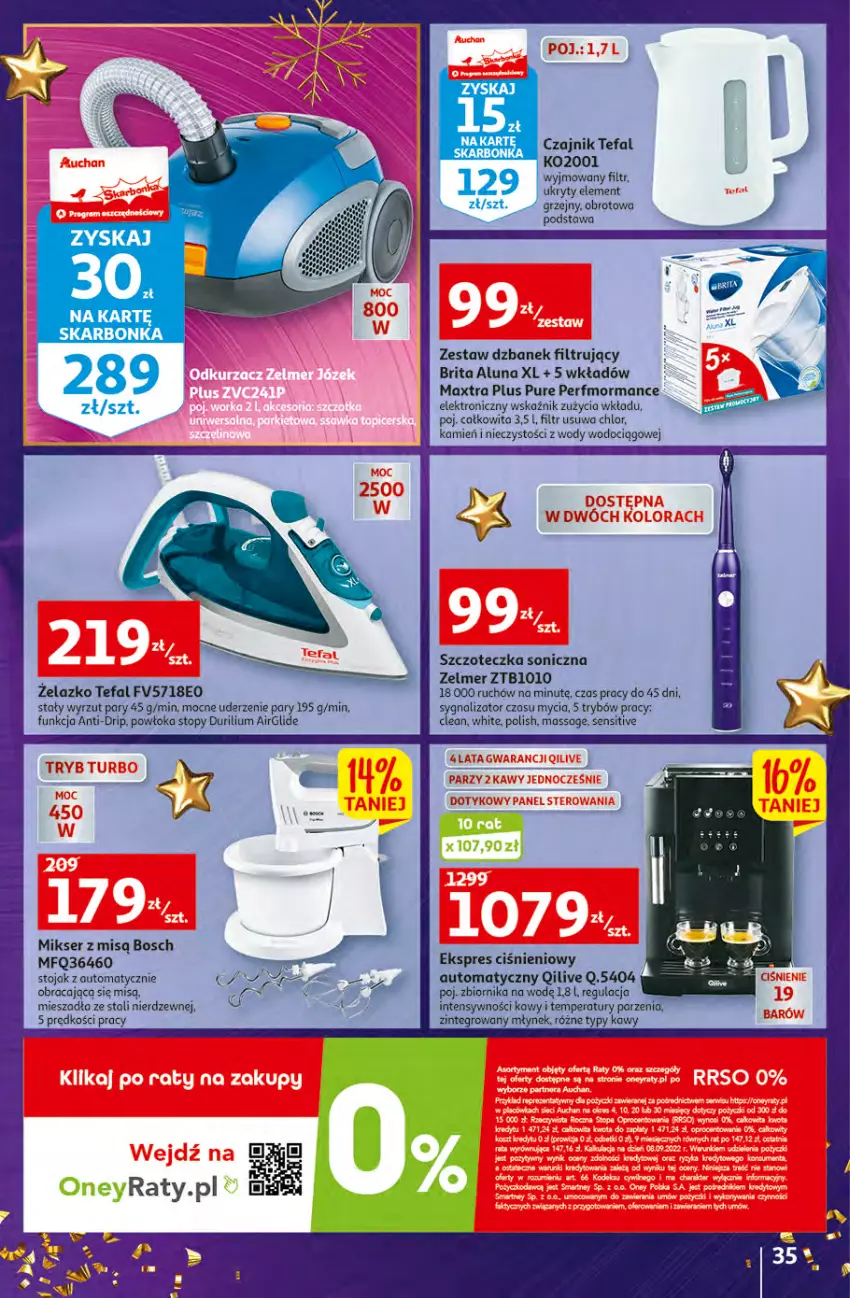 Gazetka promocyjna Auchan - Gazetka Magia Świąt Auchan Hipermarket - ważna 08.12 do 14.12.2022 - strona 35 - produkty: Bosch, Brit, Brita, Czajnik, Dzbanek, Dzbanek filtrujący, Fa, Mikser, Mikser z misą, Pur, Ser, Stojak, Szczoteczka, Szczoteczka soniczna, Tefal, Top, Zelmer