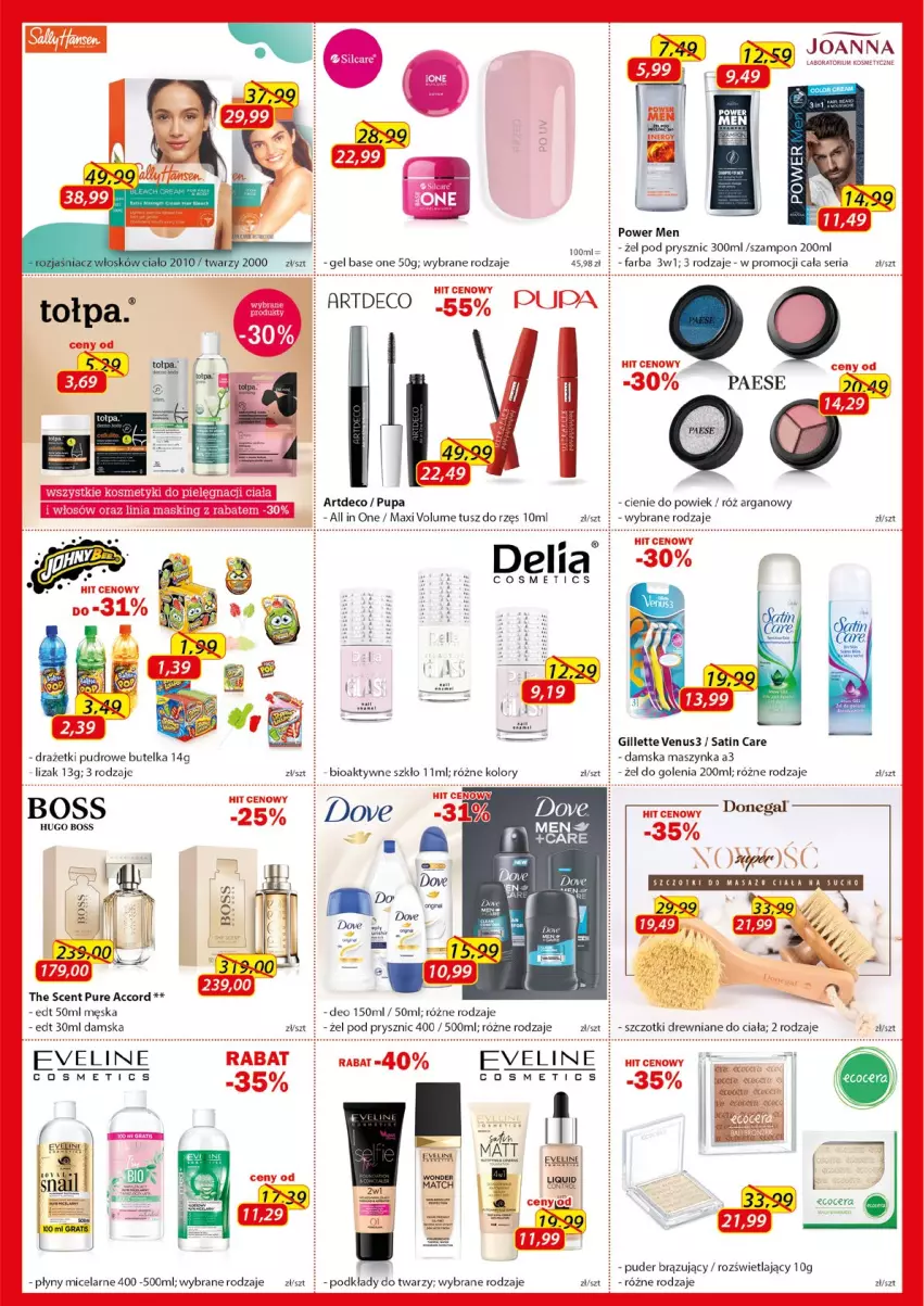 Gazetka promocyjna Kosmyk - Gazetka - ważna 08.03 do 31.03.2022 - strona 5 - produkty: Dove, Fa, Gillette, Gillette Venus, Hugo Boss, Joanna, Maszynka, PAESE, Podkład, Puder, Pupa, Pur, Sati, Ser, Szampon, Szynka, Tusz, Venus