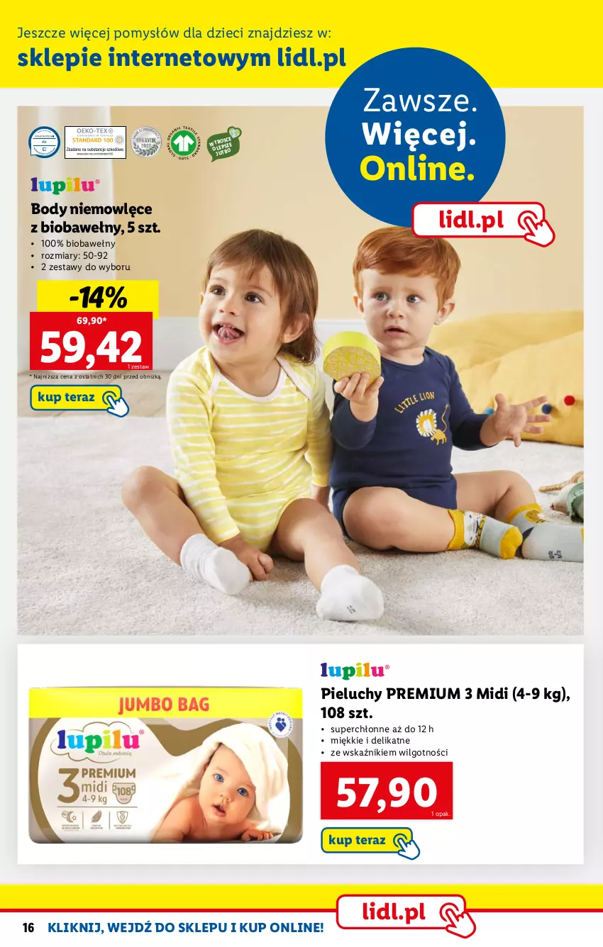 Gazetka promocyjna Lidl - KATALOG SKLEPU ONLINE - ważna 06.02 do 26.02.2023 - strona 16 - produkty: Body, Dzieci, LG, Pieluchy, Tera