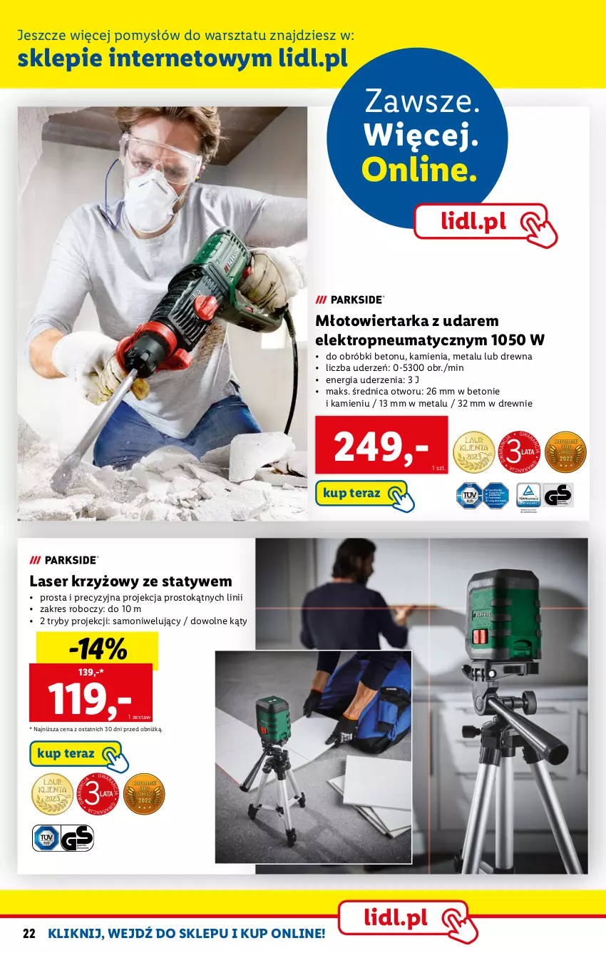 Gazetka promocyjna Lidl - KATALOG SKLEPU ONLINE - ważna 06.02 do 26.02.2023 - strona 22 - produkty: Laser krzyżowy, Młot, Młotowiertarka, Ser, Tarka, Tera, Wiertarka