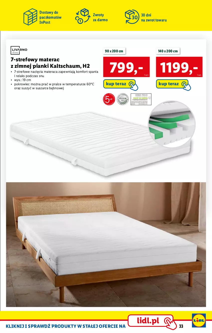 Gazetka promocyjna Lidl - KATALOG SKLEPU ONLINE - ważna 06.02 do 26.02.2023 - strona 33 - produkty: Materac, Pokrowiec, Tera