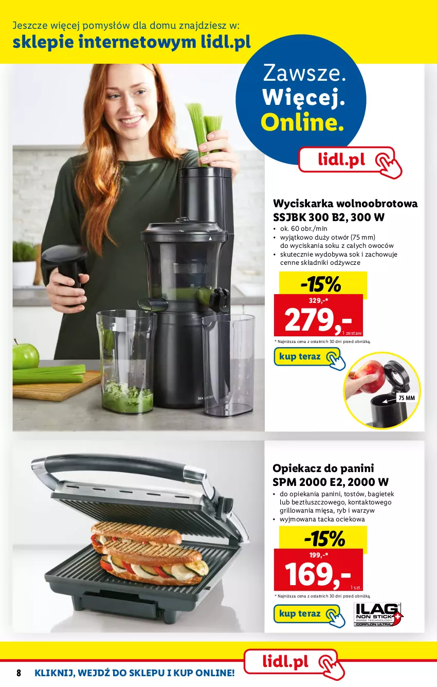 Gazetka promocyjna Lidl - KATALOG SKLEPU ONLINE - ważna 06.02 do 26.02.2023 - strona 8 - produkty: Grill, Sok, Tera, Wyciskarka, Wyciskarka wolnoobrotowa