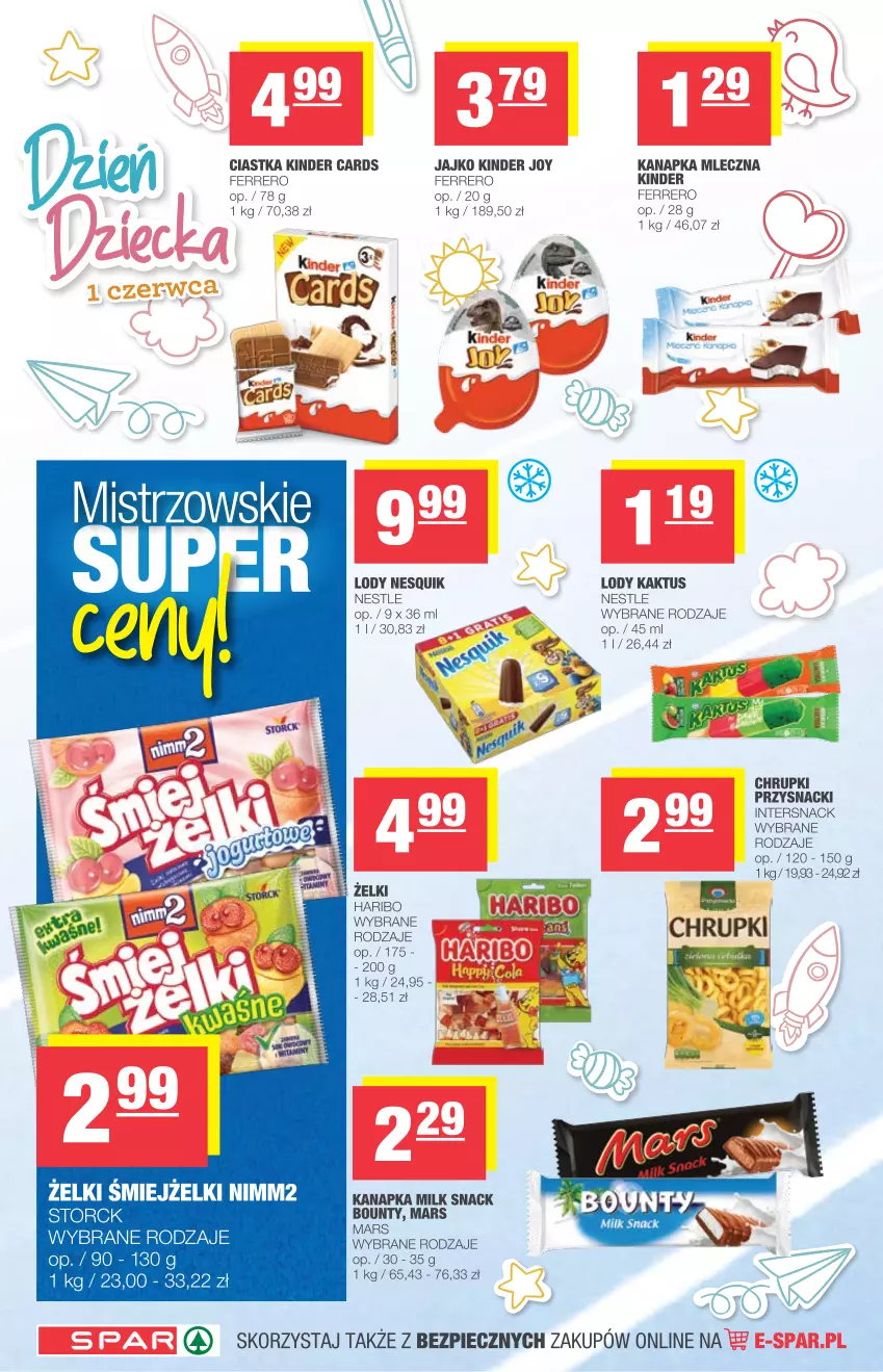 Gazetka promocyjna Spar - Spar - ważna 26.05 do 01.06.2021 - strona 6 - produkty: Bounty, Chrupki, Ciastka, Ferrero, Haribo, Kaktus, Kinder, Lody, Mars, Nesquik, Nimm2, Piec, Przysnacki