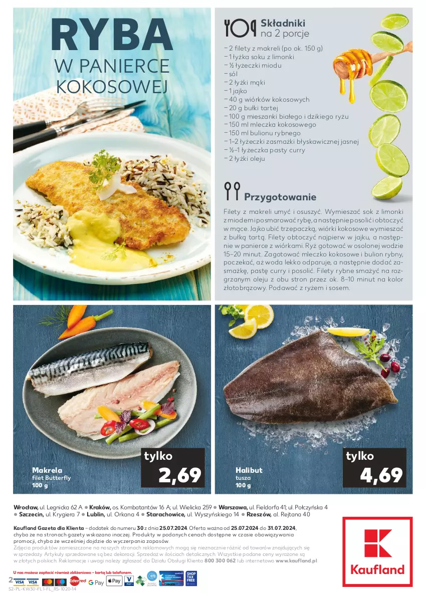 Gazetka promocyjna Kaufland - Kaufland - ważna 25.07 do 31.07.2024 - strona 2 - produkty: Bulion, Fa, Halibut, Kokos, Lion, Mleczko, Olej, Orka, Por, Ryba, Ryż, Sok, Sól, Sos, Tusz, Wagi, Wiórki kokosowe, Woda