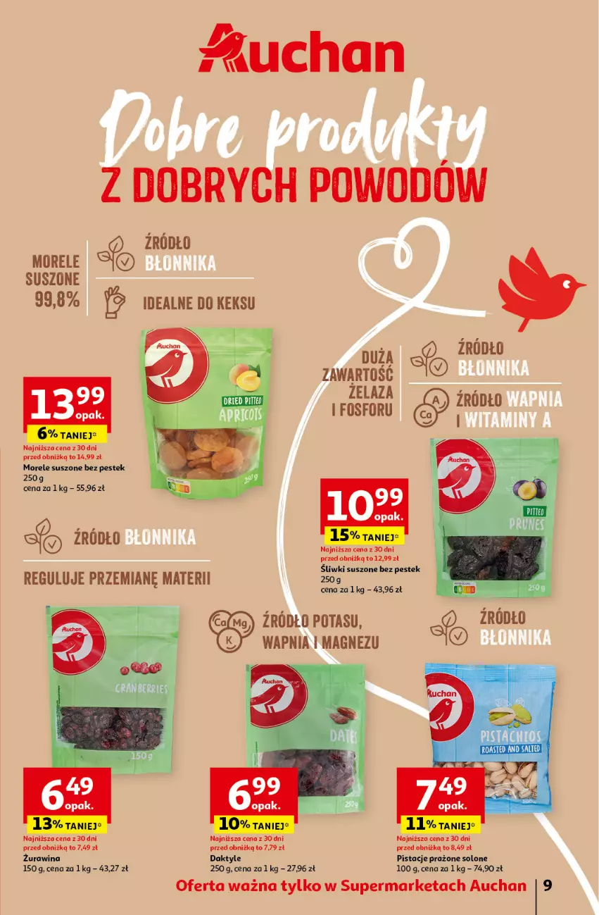 Gazetka promocyjna Auchan - Gazetka z MAŁĄ CENKĄ dźwigniesz więcej! Supermarket Auchan - ważna 29.02 do 06.03.2024 - strona 9 - produkty: Daktyle, Magnez, Pistacje, Stek