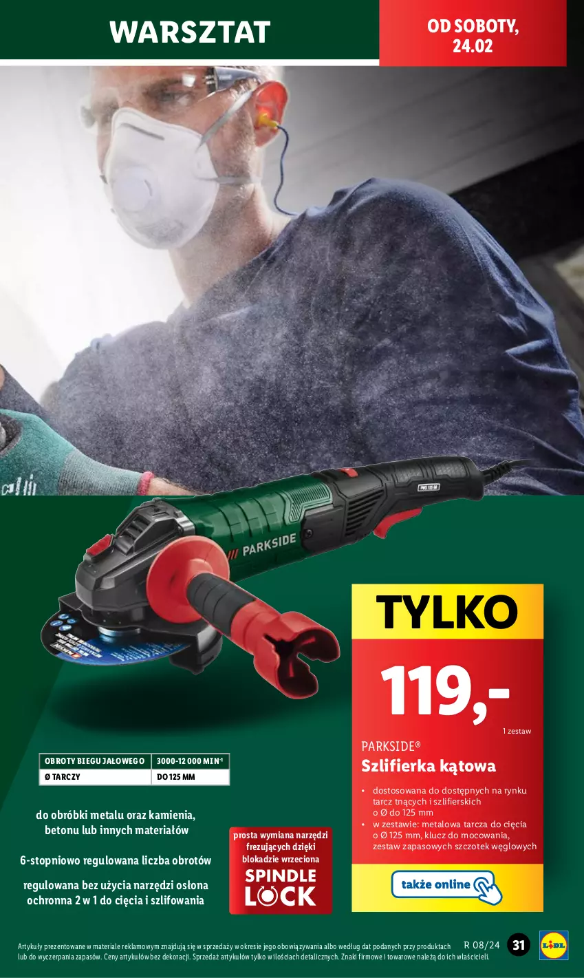 Gazetka promocyjna Lidl - GAZETKA - ważna 19.02 do 24.02.2024 - strona 37 - produkty: Parkside, Szlifierka, Szlifierka kątowa, Top