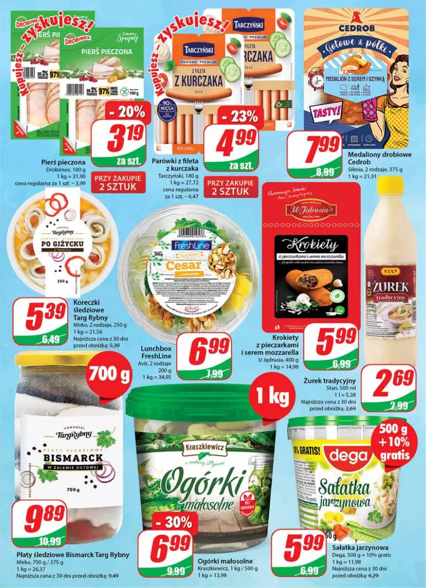 Gazetka promocyjna Dino - G28 - ważna 12.07 do 18.07.2023 - strona 15 - produkty: Dega, Drobimex, Gra, Kurczak, Lion, Mozzarella, Parówki, Piec, Pieczarka, Płaty śledziowe, Sałat, Sałatka, Ser, Tarczyński