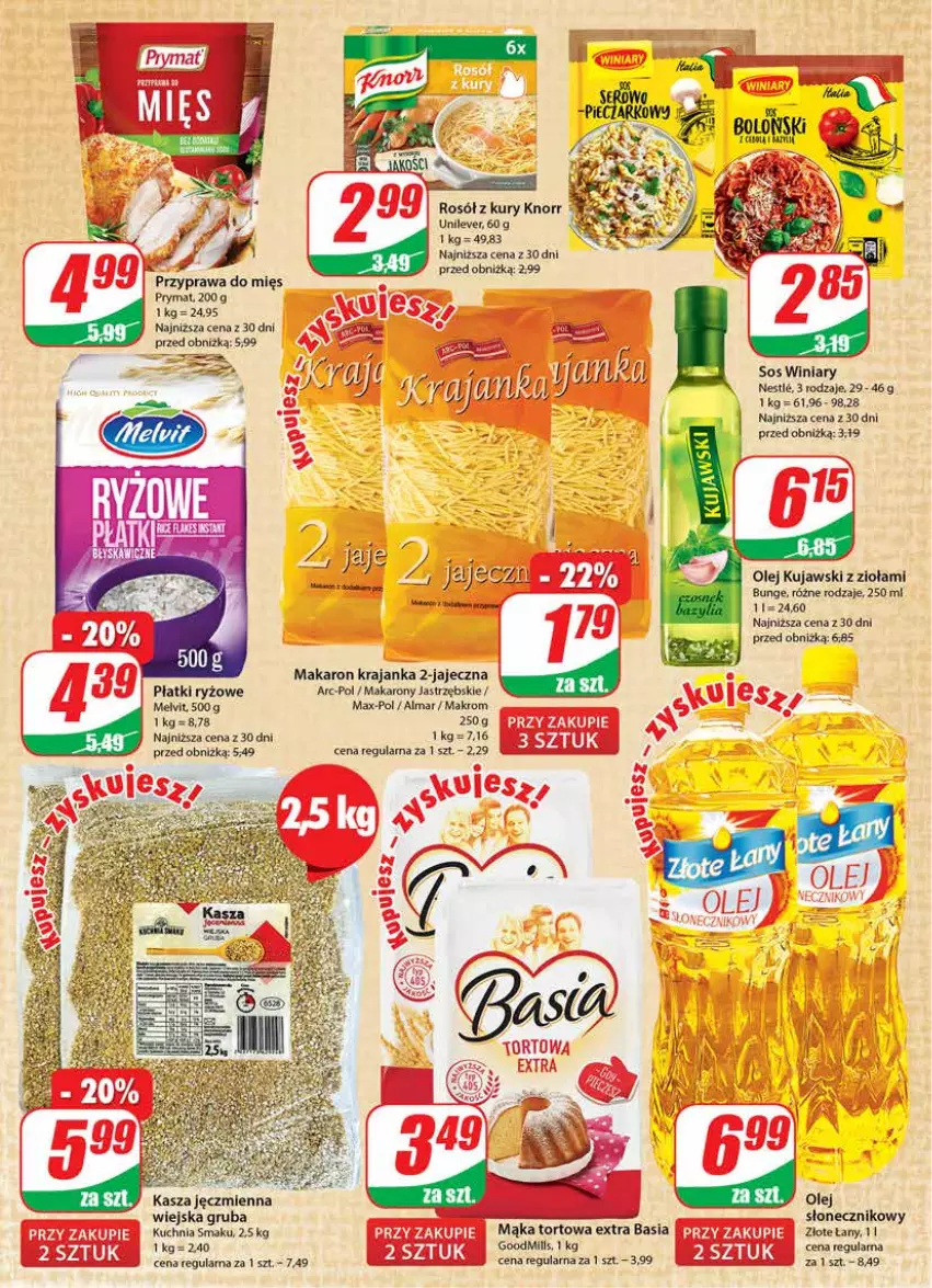 Gazetka promocyjna Dino - G28 - ważna 12.07 do 18.07.2023 - strona 6 - produkty: Kasza, Kasza jęczmienna, Knorr, Kuchnia, Kujawski, Makaron, Melvit, Miska, Olej, Piec, Płatki ryżowe, Prymat, Rosół, Ryż, Sos, Winiary