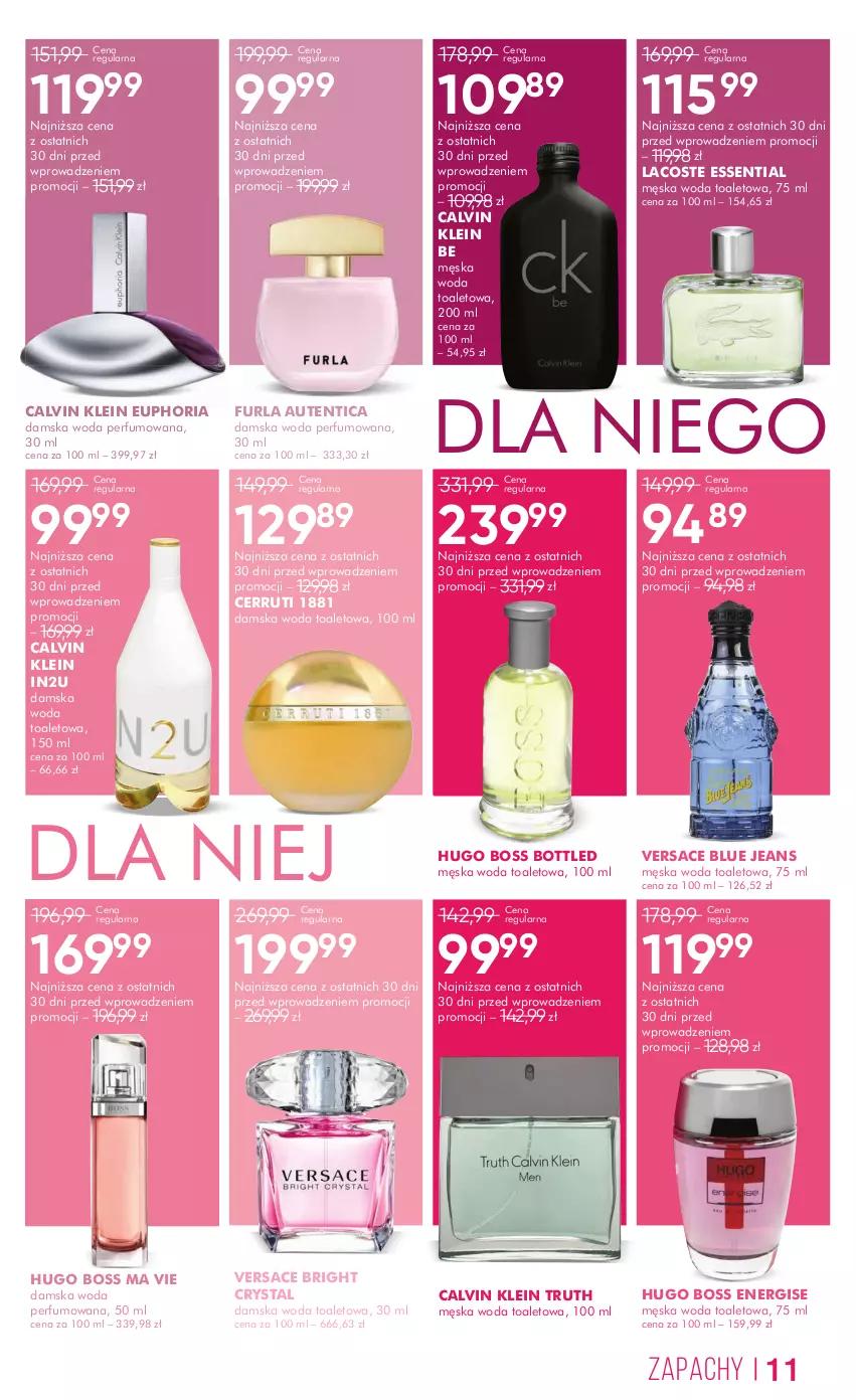 Gazetka promocyjna Super Pharm - Gazetka - ważna 28.02 do 13.03.2025 - strona 11 - produkty: Calvin Klein, Cerruti, Hugo Boss, Lacoste, Perfum, Versace, Woda, Woda perfumowana, Woda toaletowa