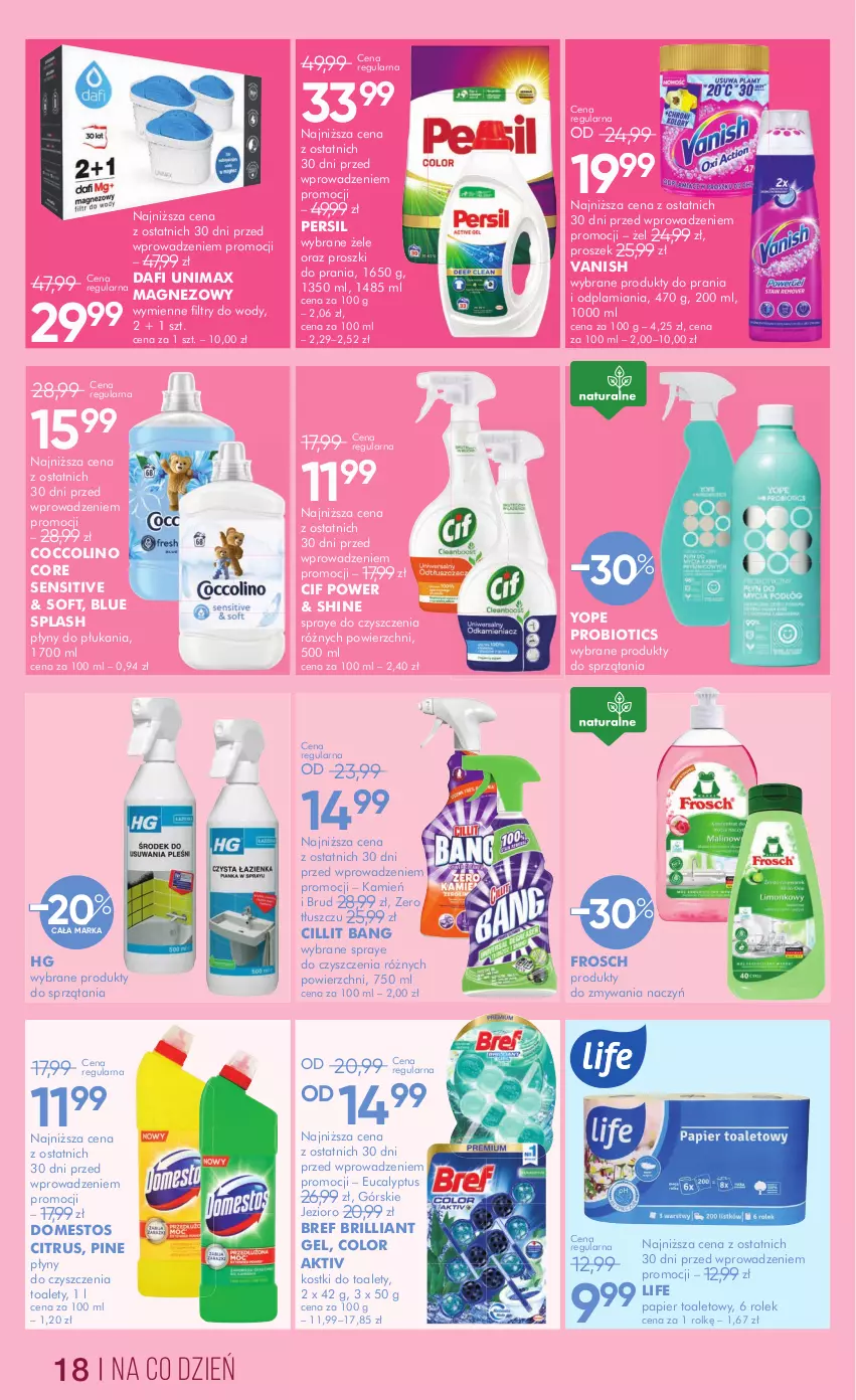 Gazetka promocyjna Super Pharm - Gazetka - ważna 28.02 do 13.03.2025 - strona 18 - produkty: Bref, Cif, Cillit Bang, Coccolino, Domestos, Frosch, Magnez, Papier, Papier toaletowy, Persil, Vanish, Yope