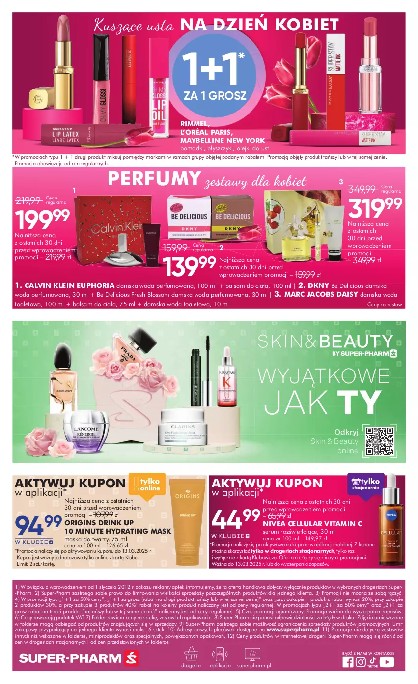 Gazetka promocyjna Super Pharm - Gazetka - ważna 28.02 do 13.03.2025 - strona 20 - produkty: Balsam do ciała, Bell, Calvin Klein, DKNY, Dres, Gin, Gra, Jacobs, L’Oréal, Maska, Maska do twarzy, Maybelline, Mobil, Nivea, Olej, Perfum, Rama, Rum, Ser, Serum, Woda, Woda perfumowana, Woda toaletowa