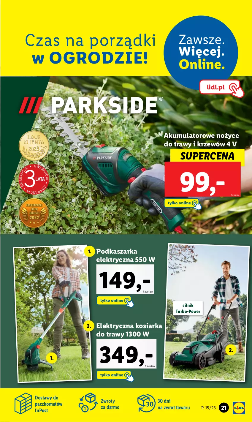 Gazetka promocyjna Lidl - GAZETKA - ważna 11.04 do 15.04.2023 - strona 23 - produkty: Akumulator, Kasza, Kosiarka, Noż, Nożyce, Por