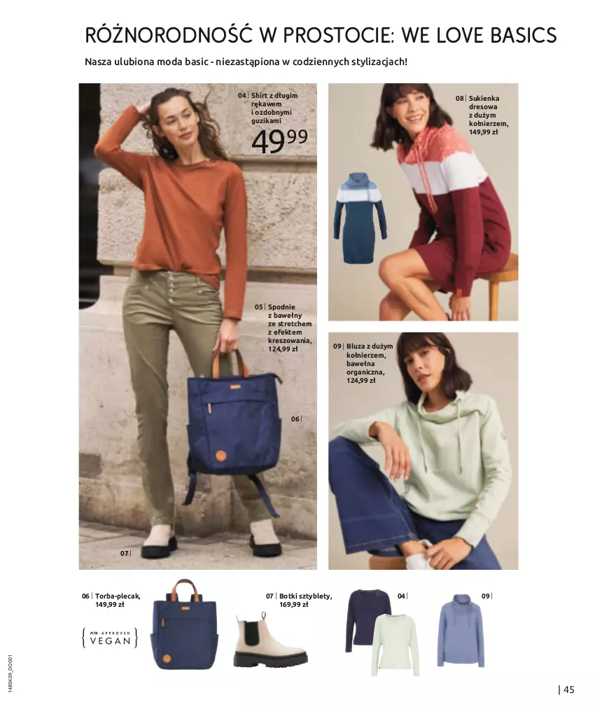 Gazetka promocyjna Bonprix - STYL UTILITY - ważna 28.08.2023 do 28.02.2024 - strona 47 - produkty: Bluza, Botki, Dres, Moda, Plecak, Spodnie, Sukienka, Sztyblety, Torba, Wełna