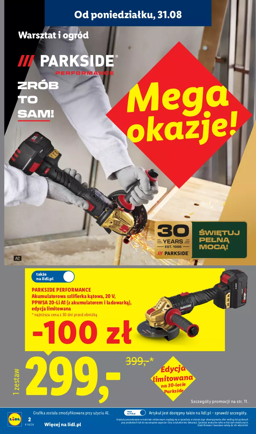 Gazetka promocyjna Lidl - Gazetka ważna od 31.08. do 05.09. - ważna 31.08 do 05.09.2026 - strona 2 - produkty: Akumulator, Gra, Grafika, Ogród, Parkside, Szlifierka, Szlifierka kątowa