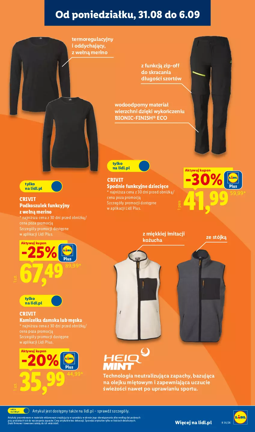 Gazetka promocyjna Lidl - Gazetka ważna od 31.08. do 05.09. - ważna 31.08 do 05.09.2026 - strona 47 - produkty: Dzieci, Finish, Kamizelka, Kosz, Olej, Podkoszulek, Por, Spodnie, Sport