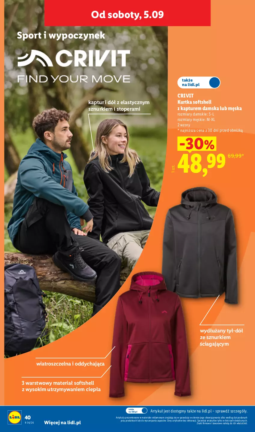 Gazetka promocyjna Lidl - Gazetka ważna od 31.08. do 05.09. - ważna 31.08 do 05.09.2026 - strona 48 - produkty: Kurtka, Kurtka softshell, Por, Sok, Sport, Top