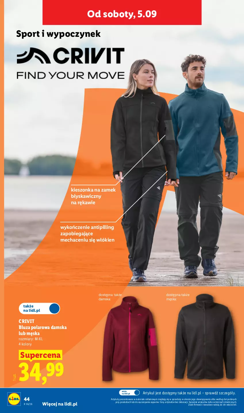 Gazetka promocyjna Lidl - Gazetka ważna od 31.08. do 05.09. - ważna 31.08 do 05.09.2026 - strona 52 - produkty: Bluza, Bluza polarowa, Por, Sport