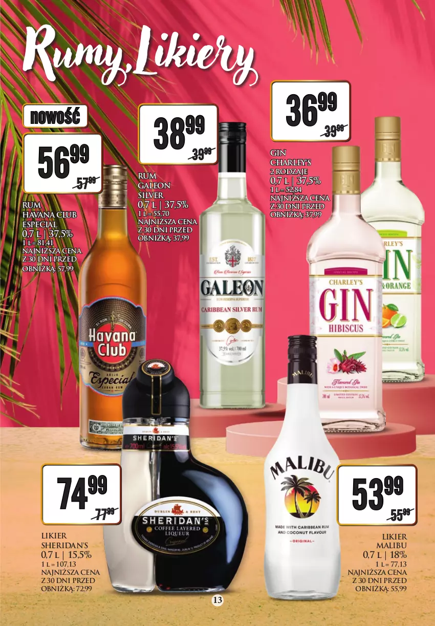 Gazetka promocyjna Dino - Katalog alkoholowy 14-19.08 - ważna 14.08 do 19.08.2023 - strona 13 - produkty: Brandy, Gin, Leon, Likier, Malibu, Metaxa, Rum, Sheridan's