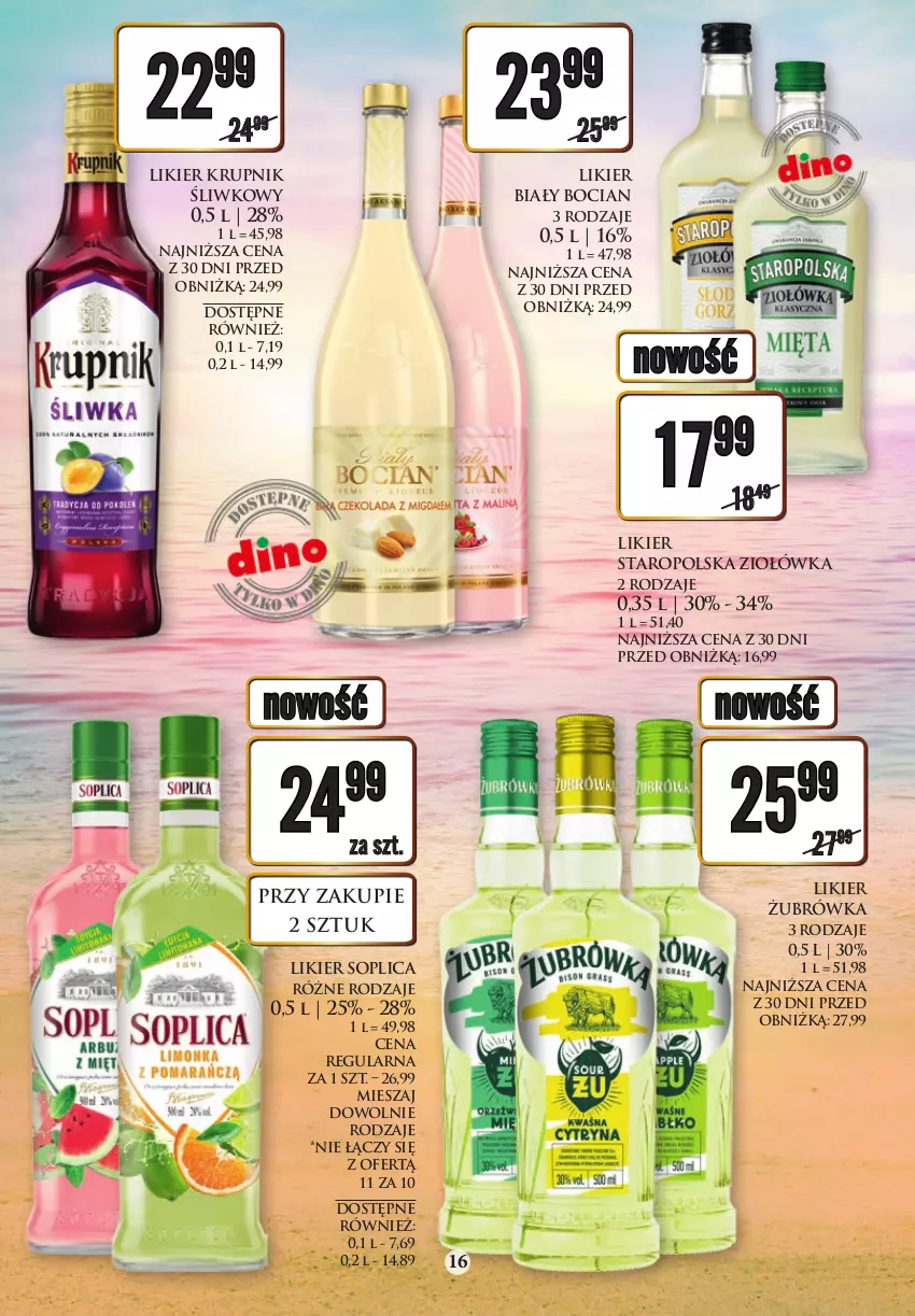 Gazetka promocyjna Dino - Katalog alkoholowy 14-19.08 - ważna 14.08 do 19.08.2023 - strona 16 - produkty: Biały Bocian, Krupnik, Likier, Soplica