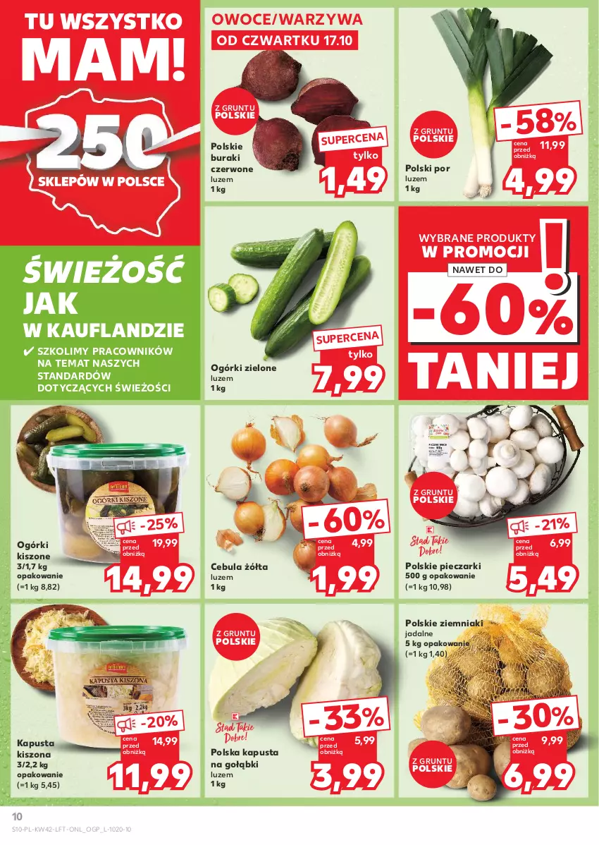 Gazetka promocyjna Kaufland - Gazetka tygodnia - ważna 17.10 do 23.10.2024 - strona 10 - produkty: Buraki, Cebula, Grunt, Owoce, Piec, Por, Warzywa, Ziemniaki