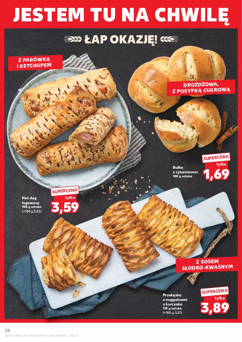 Gazetka promocyjna Kaufland - Gazetka tygodnia - ważna 17.10 do 23.10.2024 - strona 28 - produkty: Bułka, Hot dog, Ketchup, Kurczak, Sos