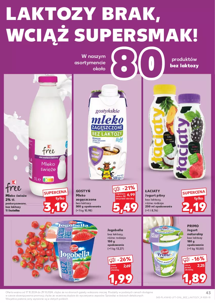 Gazetka promocyjna Kaufland - Gazetka tygodnia - ważna 17.10 do 23.10.2024 - strona 43 - produkty: Bell, Bella, Jogobella, Jogurt, Jogurt naturalny, Jogurt pitny, Mleko, Mleko zagęszczone