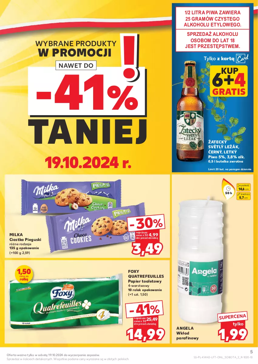 Gazetka promocyjna Kaufland - Gazetka tygodnia - ważna 17.10 do 23.10.2024 - strona 5 - produkty: Ciastka, Foxy, Gra, Milka, Papier, Papier toaletowy, Piwa, Piwo, Sok