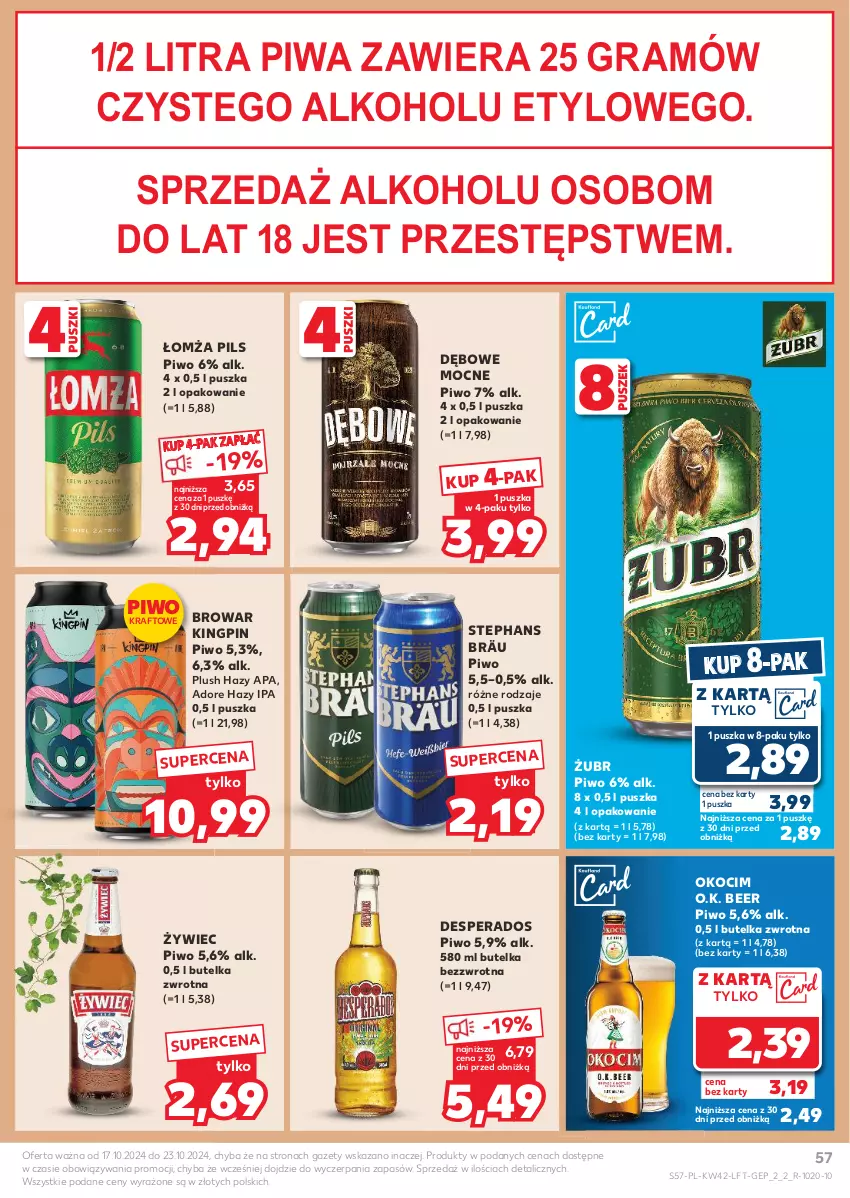 Gazetka promocyjna Kaufland - Gazetka tygodnia - ważna 17.10 do 23.10.2024 - strona 57 - produkty: Desperados, Gra, Koc, Okocim, Piwa, Piwo