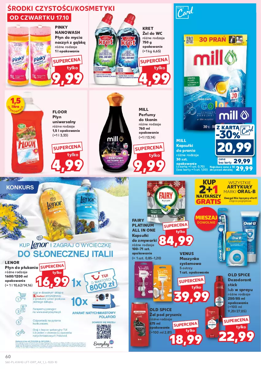 Gazetka promocyjna Kaufland - Gazetka tygodnia - ważna 17.10 do 23.10.2024 - strona 60 - produkty: Dezodorant, Do mycia naczyń, Fa, Fairy, Gra, Kapsułki do prania, Kret, Lenor, Maszynka, Old Spice, Perfum, Płyn do mycia, Płyn do mycia naczyń, Płyn do płukania, Szynka, Venus, Waga, Zmywarki