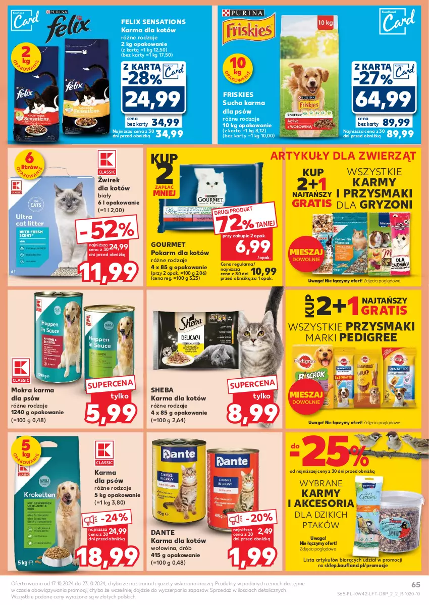 Gazetka promocyjna Kaufland - Gazetka tygodnia - ważna 17.10 do 23.10.2024 - strona 65 - produkty: Drób, Felix, Friskies, Gra, Gry, Mokra karma, Pedigree, Przysmaki, Sati, Sheba, Sucha karma, Waga, Wołowina