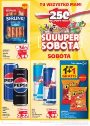 Gazetka promocyjna Kaufland - Gazetka tygodnia - Gazetka - ważna od 23.10 do 23.10.2024 - strona 4 - produkty: Cheetos, Sok, Gra, 7up, Rama, Red Bull, Parówki, Mirinda, Chrupki, Pepsi, Napój gazowany, Morliny, Napój, Berlinki