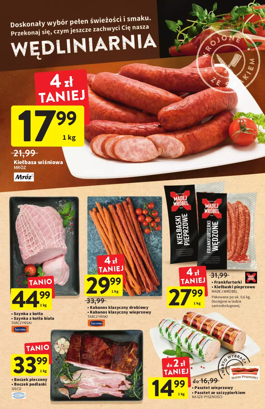 Gazetka promocyjna Intermarche - Gazetka Intermarche - ważna 15.09 do 21.09.2022 - strona 16 - produkty: Boczek, Boczek pieczony, Frankfurterki, Kabanos, Kiełbasa, Kiełbaski pieprzowe, Madej Wróbel, Pasztet, Piec, Pieprz, Podlaski, Szynka, Tarczyński