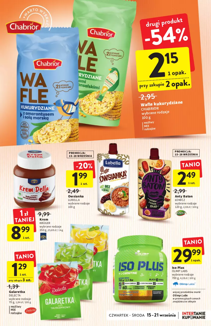 Gazetka promocyjna Intermarche - Gazetka Intermarche - ważna 15.09 do 21.09.2022 - strona 25 - produkty: Baton, Bell, Bella, Chabrior, Delecta, Gala, Galaretka, Lubella, Owsianka, Wafle