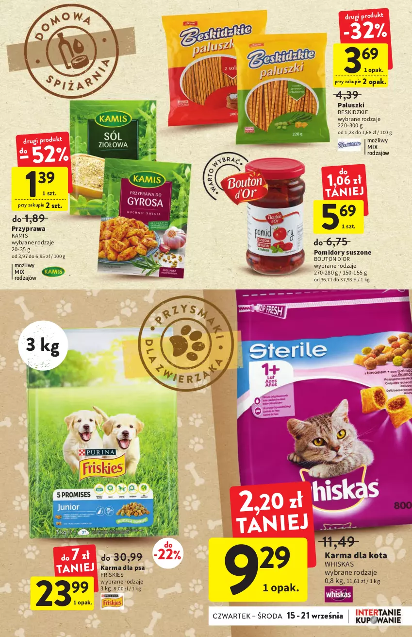 Gazetka promocyjna Intermarche - Gazetka Intermarche - ważna 15.09 do 21.09.2022 - strona 27 - produkty: Beskidzki, Friskies, Kamis, Pomidory, Whiskas