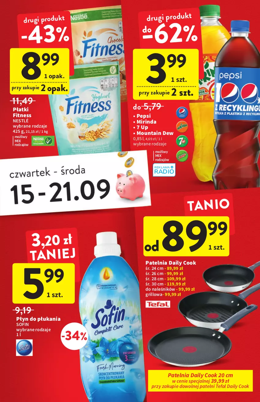 Gazetka promocyjna Intermarche - Gazetka Intermarche - ważna 15.09 do 21.09.2022 - strona 5 - produkty: Fa, Grill, Mirinda, Nestlé, Patelnia, Pepsi, Płyn do płukania, Tefal