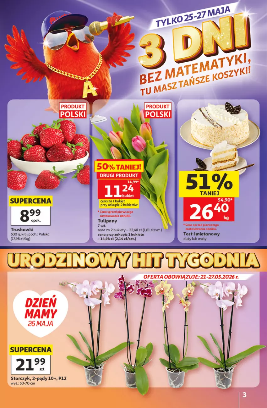 Gazetka promocyjna Auchan - Gazetka 30 Lat Hipermarket Auchan - ważna 21.05 do 27.05.2026 - strona 3 - produkty: Bukiet, Storczyk, Truskawki, Tulipan