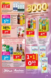 Gazetka promocyjna Auchan - Gazetka 30 Lat Hipermarket Auchan - Gazetka - ważna od 27.05 do 27.05.2026 - strona 41 - produkty: Piwo, Sok, Ser, Mirinda, Coca-Cola, Pepsi, Sok jabłkowy, Carlsberg, Lipton, Woda gazowana, Fanta, Woda, Sprite, Napój, Kozel, Fa