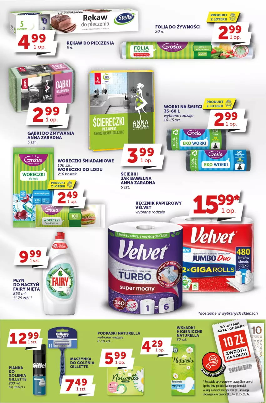 Gazetka promocyjna Groszek - ważna 08.03 do 21.03.2023 - strona 24 - produkty: Danio, Fa, Fairy, Mięta, Papier, Ręcznik, Stek, Velvet, Wełna, Wkładki, Woreczki do lodu