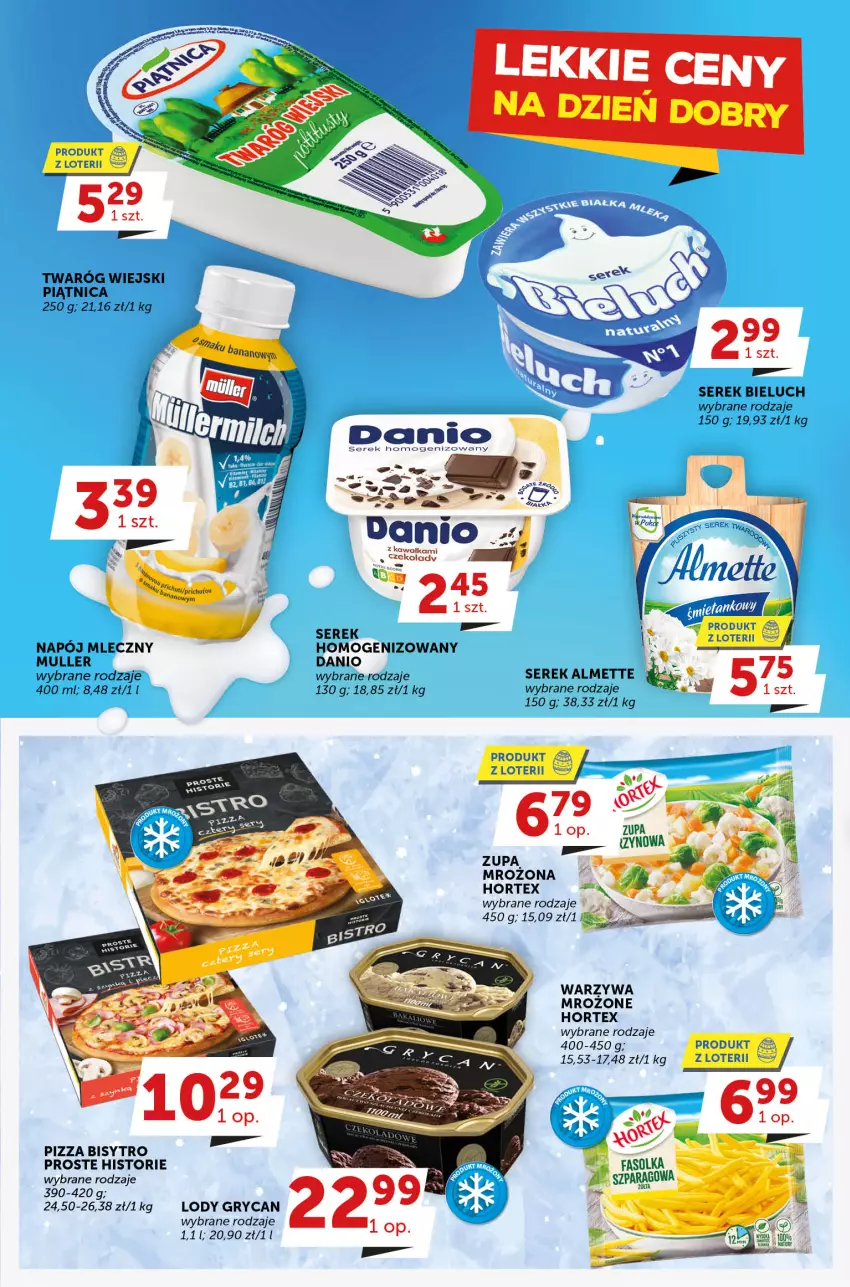 Gazetka promocyjna Groszek - ważna 08.03 do 21.03.2023 - strona 4 - produkty: Almette, Bieluch, Danio, Gry, Hortex, Kawa, Lody, Piątnica, Pizza, Ser, Serek, Twaróg, Warzywa, Zupa