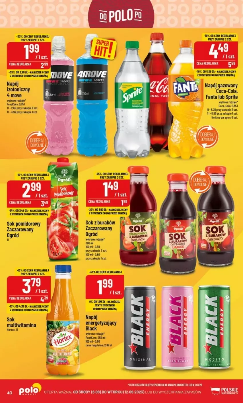 Gazetka promocyjna PoloMarket - ważna 06.09 do 12.09.2023 - strona 35 - produkty: Coca-Cola, Fa, Fanta, Napój, Napój gazowany, Napój izotoniczny, Sok, Sprite