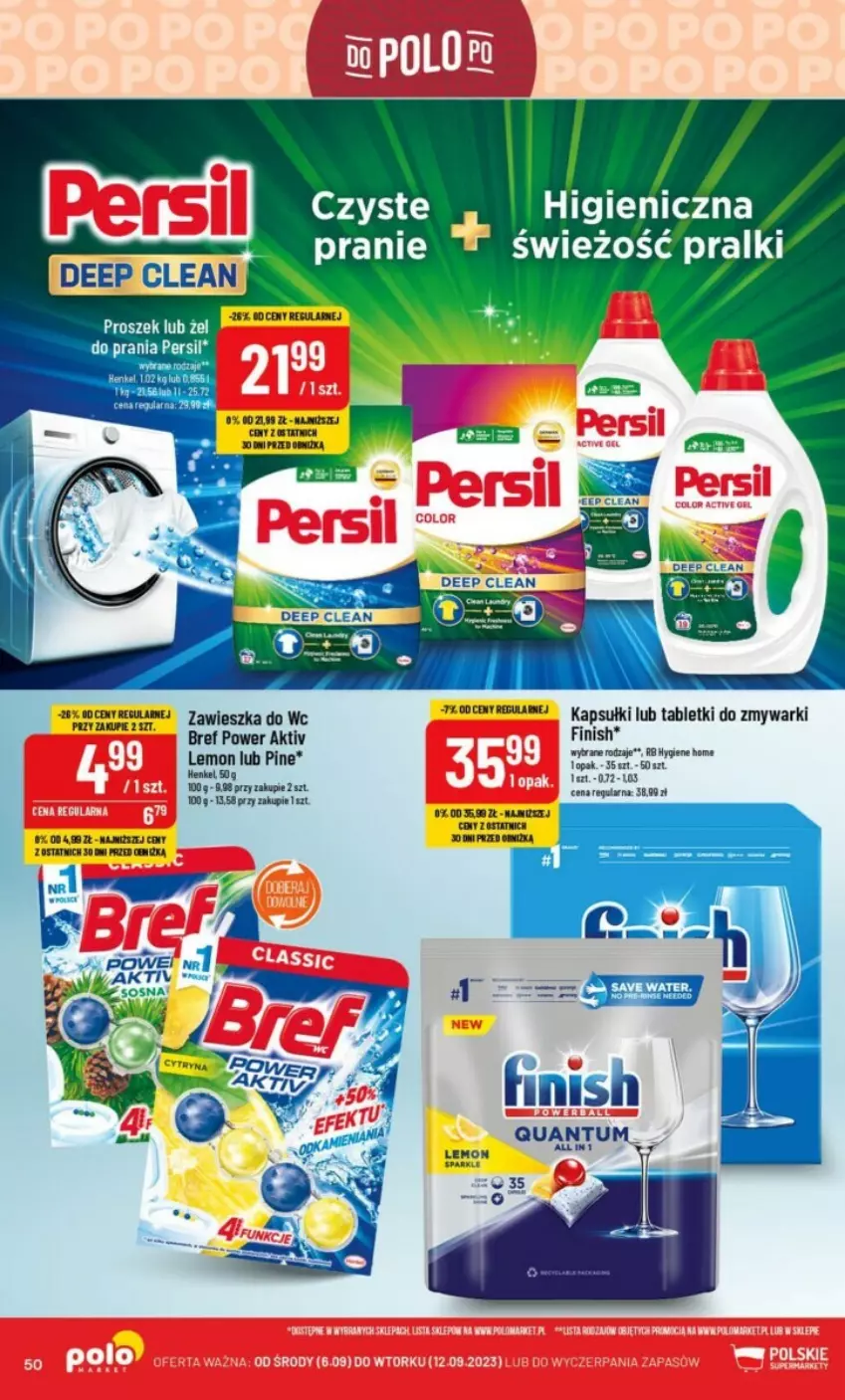 Gazetka promocyjna PoloMarket - ważna 06.09 do 12.09.2023 - strona 46 - produkty: Bref, Finish, Persil, Pralki, Tablet, Tabletki do zmywarki, Zawieszka do wc, Zmywarki