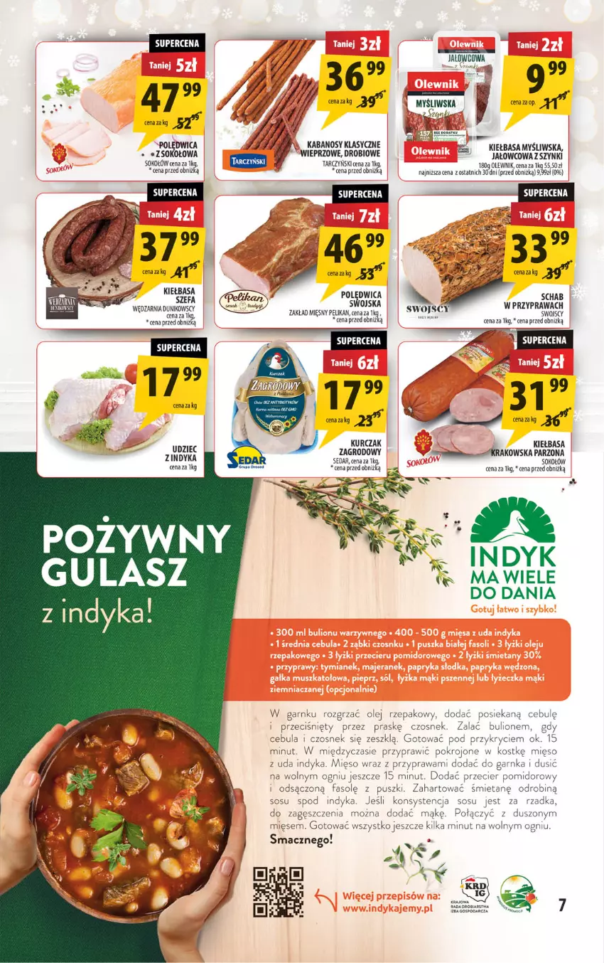 Gazetka promocyjna Arhelan - Gazetka - ważna 13.12 do 24.12.2024 - strona 7 - produkty: Bulion, Cebula, Czosnek, Fa, Kabanos, Kiełbasa, Kurczak, Lion, Mięso, Olej, Olej rzepakowy, Olewnik, Polędwica, Sok, Sokołów, Sos, Tarczyński