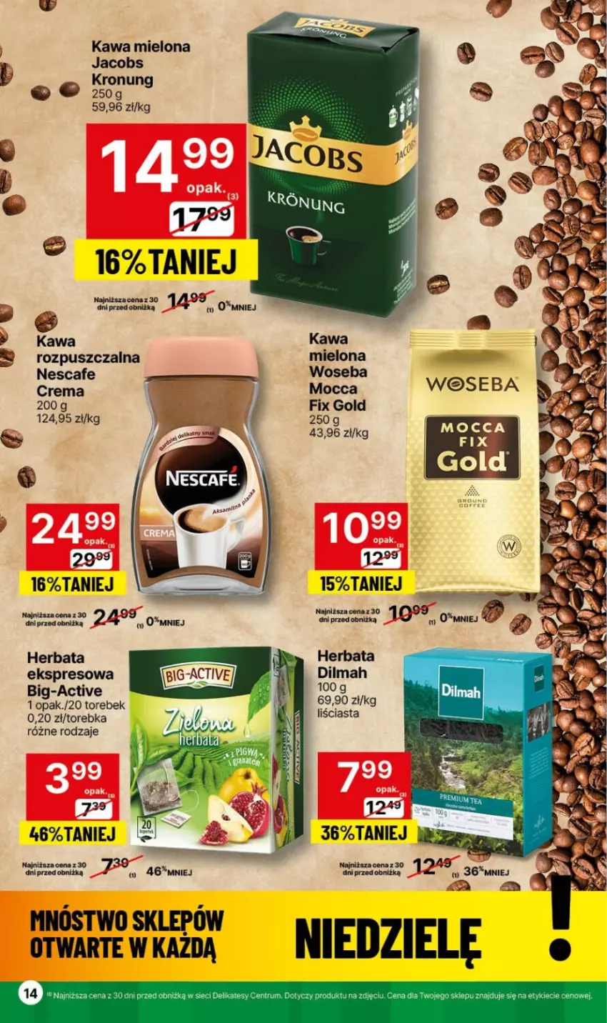 Gazetka promocyjna Delikatesy Centrum - NOWA GAZETKA Delikatesy Centrum od 22 stycznia! 22-28.01.2024 - ważna 22.01 do 28.01.2024 - strona 14 - produkty: Dilmah, Herbata, Jacobs, Kawa, Kawa mielona, LG, Pur, Torebka, Woseba