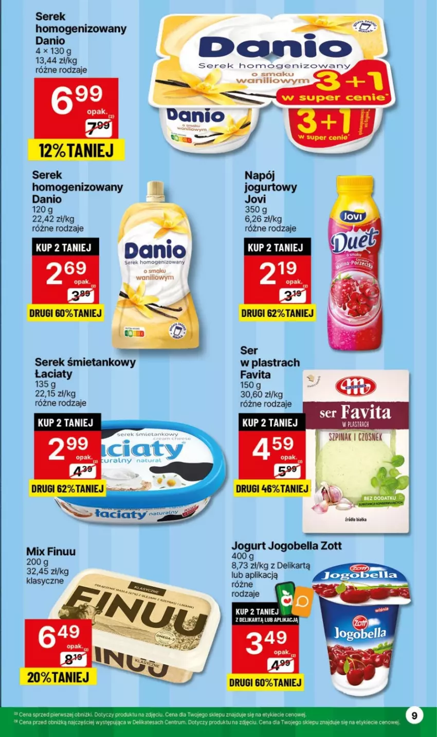 Gazetka promocyjna Delikatesy Centrum - NOWA GAZETKA Delikatesy Centrum od 22 stycznia! 22-28.01.2024 - ważna 22.01 do 28.01.2024 - strona 9 - produkty: Bell, Bella, Danio, Fa, Favita, Finuu, Jogobella, Jogurt, Napój, Rum, Ser, Serek, Serek homogenizowany, Zott