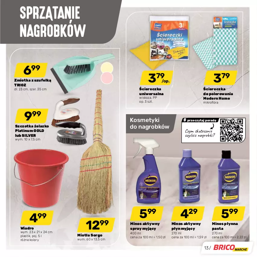 Gazetka promocyjna Bricomarche - Gazetka - ważna 05.10 do 15.10.2022 - strona 13 - produkty: Miotła, Por, Sprzątanie, Szczotka, Wiadro