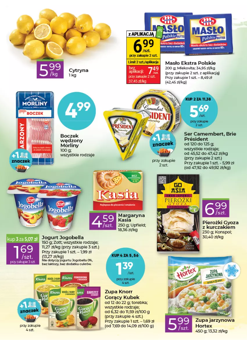 Gazetka promocyjna Stokrotka - Stokrotka Express - ważna 10.11 do 16.11.2022 - strona 2 - produkty: Bell, Bella, Boczek, Brie, Camembert, Hortex, Jogobella, Jogurt, Kasia, Knorr, Kubek, Kurczak, Margaryna, Masło, Mleko, Morliny, Ser, Torebka, Zott, Zupa