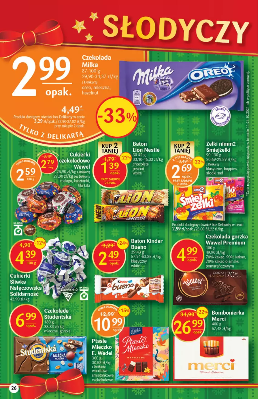 Gazetka promocyjna Delikatesy Centrum - Gazetka DC50 n. fresh - ważna 16.12 do 24.12.2021 - strona 26 - produkty: Czekolada, Czekolada gorzka, E. Wedel, Gin, Kakao, Milka, Mleczko, Nimm2, Oreo, Wawel