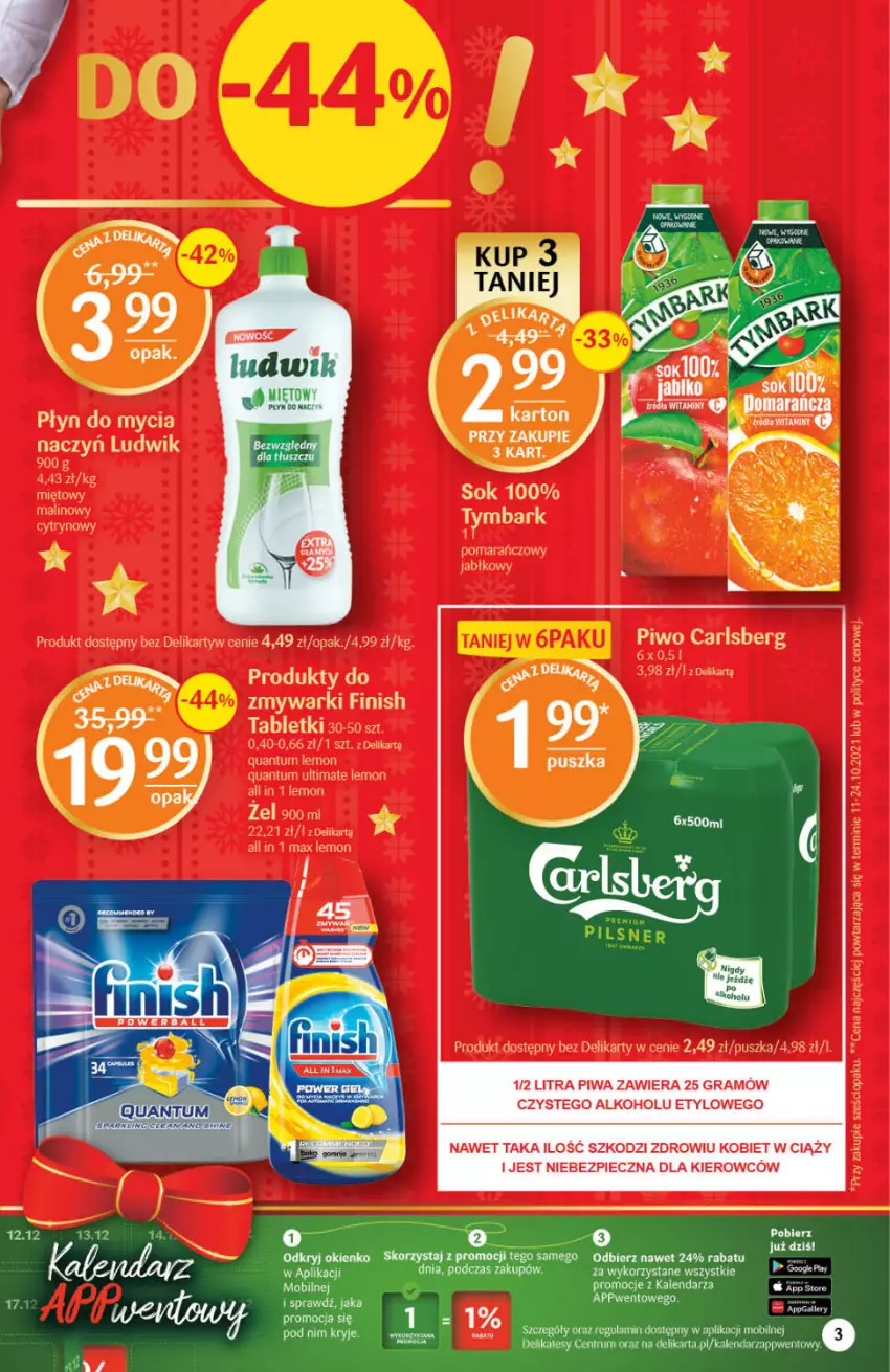 Gazetka promocyjna Delikatesy Centrum - Gazetka DC50 n. fresh - ważna 16.12 do 24.12.2021 - strona 3 - produkty: Carlsberg, Finish, Gra, Kalendarz, Ludwik, Piec, Piwa, Piwo, Płyn do mycia, Rum, Tablet, Tymbark, Zmywarki
