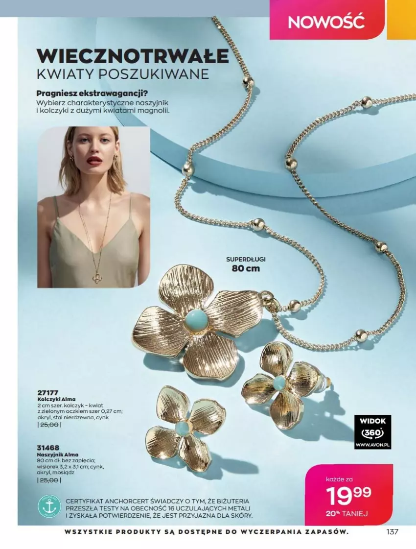 Gazetka promocyjna Avon - Katalog Avon 7/2021 kampania lipiec - ważna 01.07 do 31.07.2021 - strona 137 - produkty: Cynk, Kolczyki, Naszyjnik, Waga