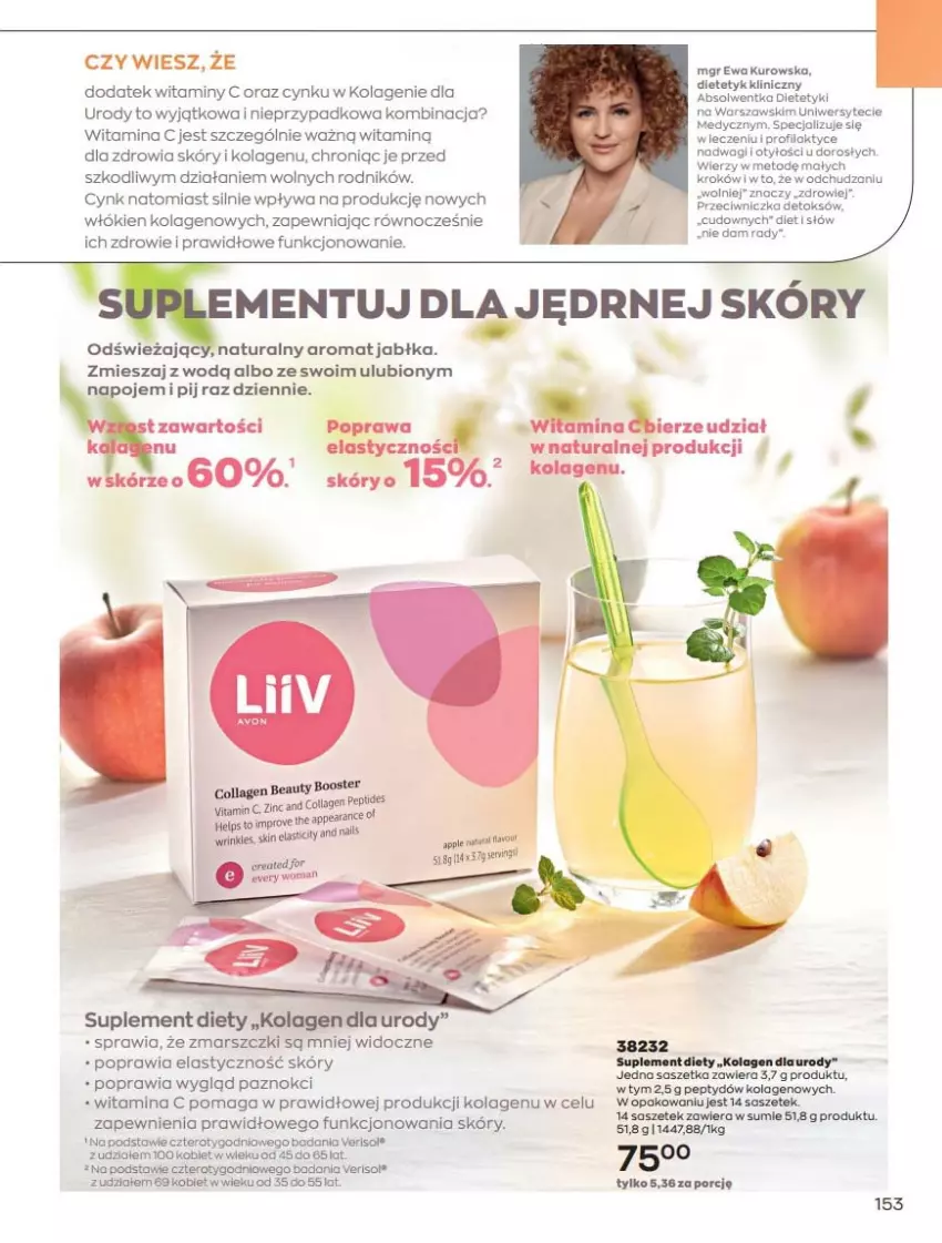 Gazetka promocyjna Avon - Katalog Avon 7/2021 kampania lipiec - ważna 01.07 do 31.07.2021 - strona 153 - produkty: Booster, Cynk, Jabłka, Kolagen, Mars, Napoje, Por, Sos, Suplement diety, Wagi, Zdrowie